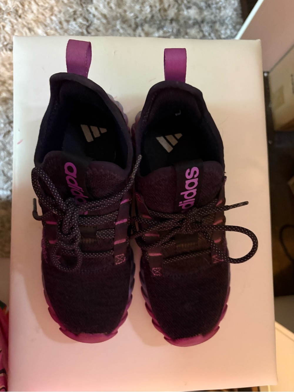 Adidas Kaptir Kids Black & Purple Knit Sneakers - Picture 2 of 6